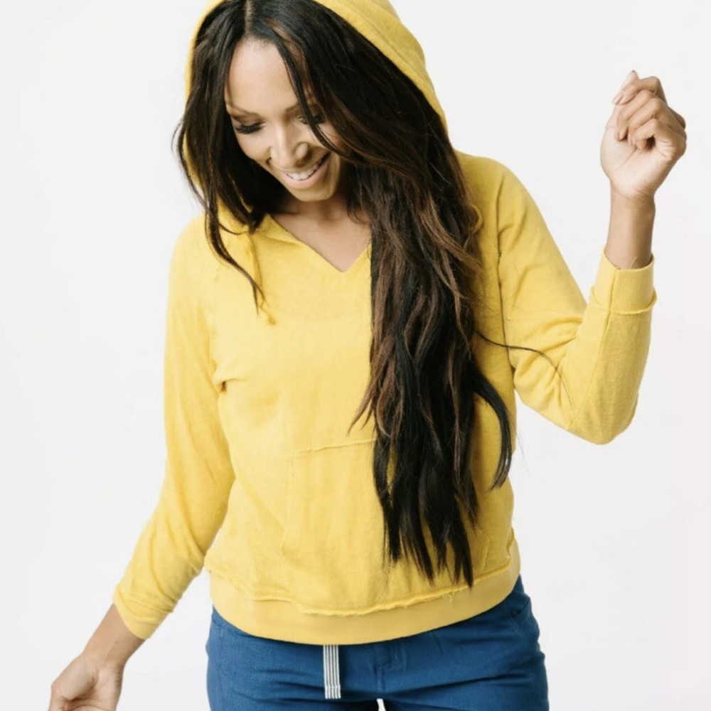 ZYIA Yellow Hooded Pullover Sweatshirt